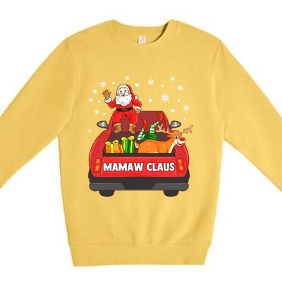 Mamaw Claus Gift Red Truck Santa Reindeer Elf Christmas Meaningful Gift Premium Crewneck Sweatshirt