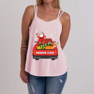 Mamaw Claus Gift Red Truck Santa Reindeer Elf Christmas Meaningful Gift Women's Strappy Tank