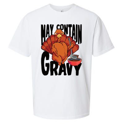 May Contain Gravy Funny Thanksgiving Turkey Feast Gift Sueded Cloud Jersey T-Shirt