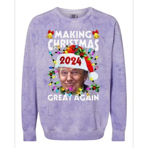 Making Christmas Great Again 2024 Trump Victory Lights Colorblast Crewneck Sweatshirt