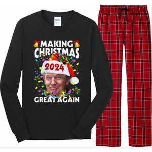 Making Christmas Great Again 2024 Trump Victory Lights Long Sleeve Pajama Set