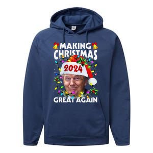 Making Christmas Great Again 2024 Trump Victory Lights Performance Fleece Hoodie