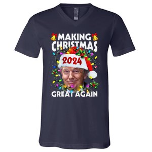 Making Christmas Great Again 2024 Trump Victory Lights V-Neck T-Shirt