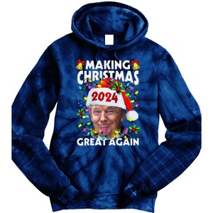 Making Christmas Great Again 2024 Trump Victory Lights Tie Dye Hoodie