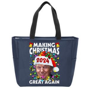 Making Christmas Great Again 2024 Trump Victory Lights Zip Tote Bag