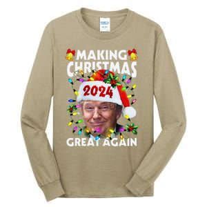 Making Christmas Great Again 2024 Trump Victory Lights Tall Long Sleeve T-Shirt