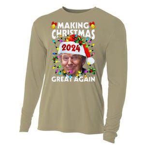 Making Christmas Great Again 2024 Trump Victory Lights Cooling Performance Long Sleeve Crew