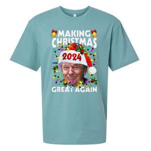 Making Christmas Great Again 2024 Trump Victory Lights Sueded Cloud Jersey T-Shirt