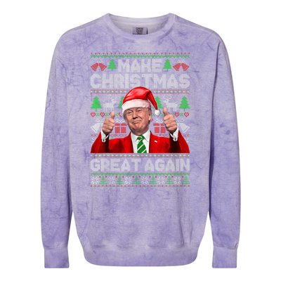 Make Christmas Great Again Funny Trump Xmas Snow Pajama Ugly Colorblast Crewneck Sweatshirt