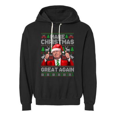 Make Christmas Great Again Funny Trump Xmas Snow Pajama Ugly Garment-Dyed Fleece Hoodie