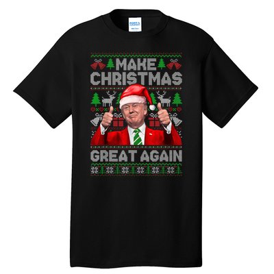 Make Christmas Great Again Funny Trump Xmas Snow Pajama Ugly Tall T-Shirt