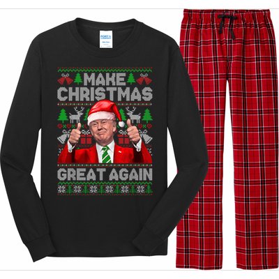 Make Christmas Great Again Funny Trump Xmas Snow Pajama Ugly Long Sleeve Pajama Set