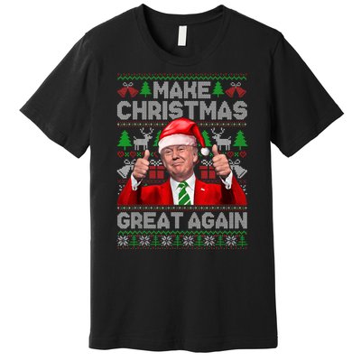 Make Christmas Great Again Funny Trump Xmas Snow Pajama Ugly Premium T-Shirt