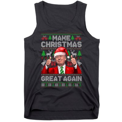 Make Christmas Great Again Funny Trump Xmas Snow Pajama Ugly Tank Top