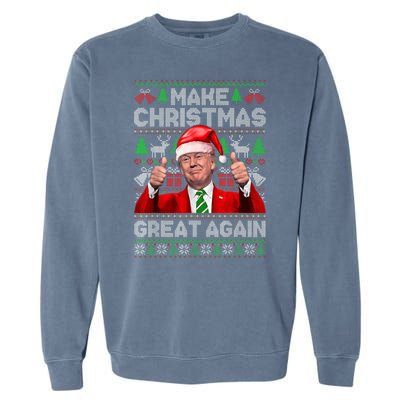 Make Christmas Great Again Funny Trump Xmas Snow Pajama Ugly Garment-Dyed Sweatshirt