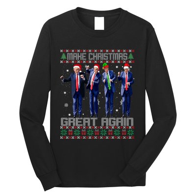 Make Christmas Great Again Ugly Sweaters Trump Dance Santa Long Sleeve Shirt