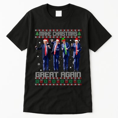Make Christmas Great Again Ugly Sweaters Trump Dance Santa Tall T-Shirt