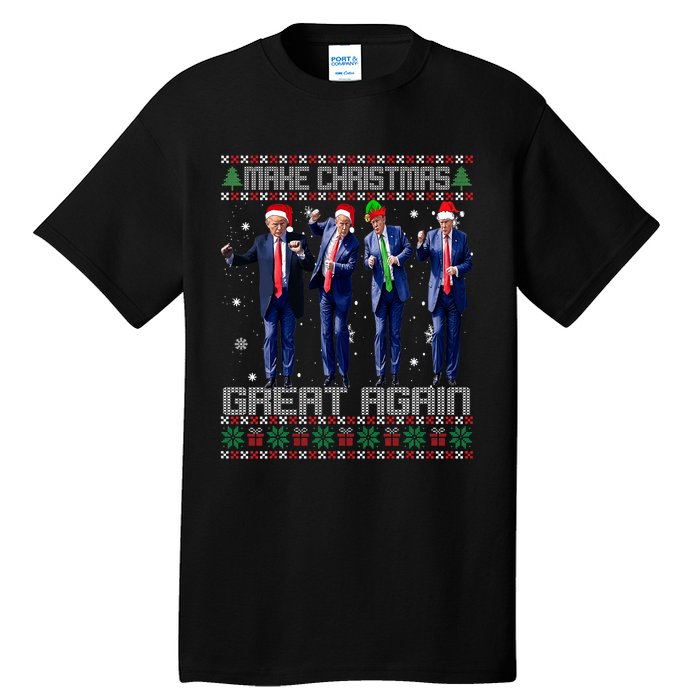 Make Christmas Great Again Ugly Sweaters Trump Dance Santa Tall T-Shirt