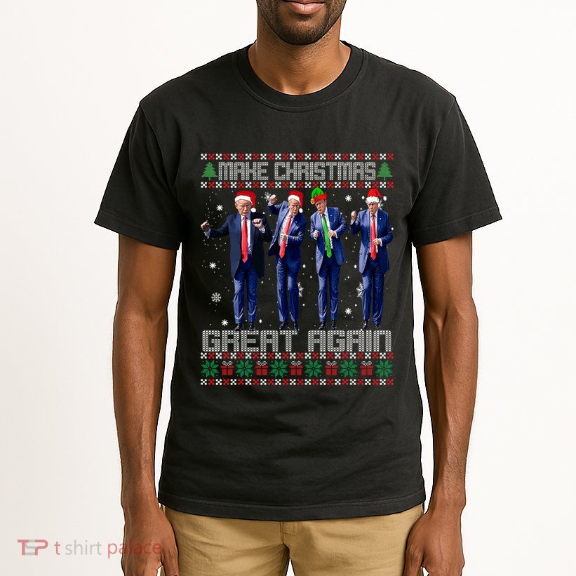Make Christmas Great Again Ugly Sweaters Trump Dance Santa Tall T-Shirt