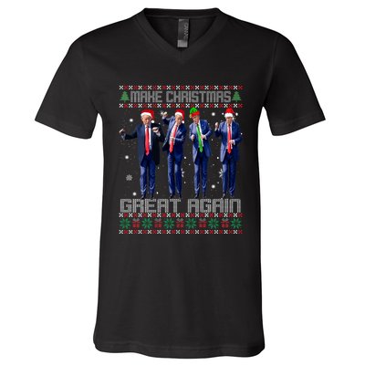 Make Christmas Great Again Ugly Sweaters Trump Dance Santa V-Neck T-Shirt