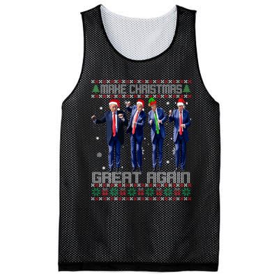 Make Christmas Great Again Ugly Sweaters Trump Dance Santa Mesh Reversible Basketball Jersey Tank