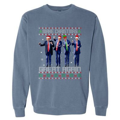 Make Christmas Great Again Ugly Sweaters Trump Dance Santa Garment-Dyed Sweatshirt