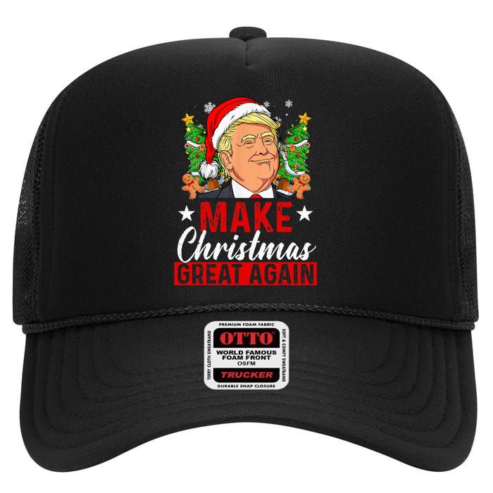 Make Christmas Great Again Funny Trump Ugly Christmas High Crown Mesh Back Trucker Hat