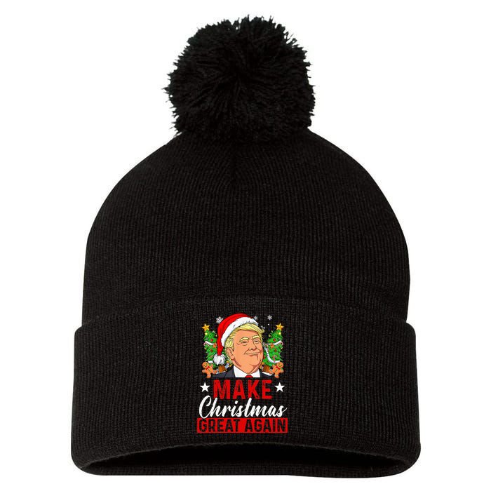 Make Christmas Great Again Funny Trump Ugly Christmas Pom Pom 12in Knit Beanie