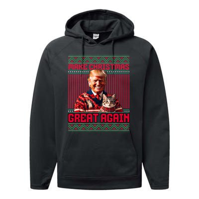 Make Christmas Great Again Xmas Funny Trump Pajamas Ugly Performance Fleece Hoodie