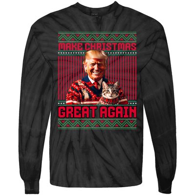 Make Christmas Great Again Xmas Funny Trump Pajamas Ugly Tie-Dye Long Sleeve Shirt