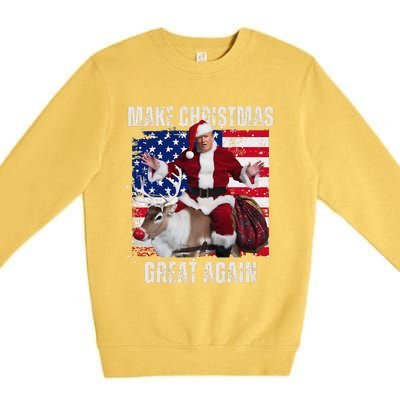 Make Christmas Great Again Trump Pajamas Ugly (16) Premium Crewneck Sweatshirt