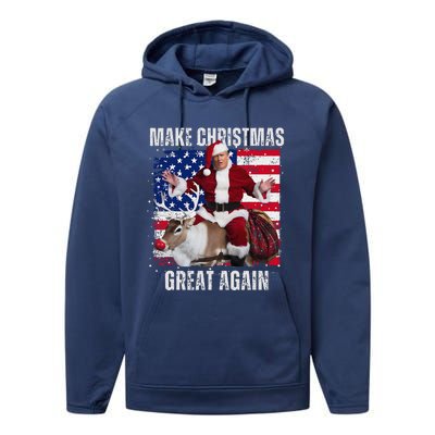 Make Christmas Great Again Trump Pajamas Ugly (16) Performance Fleece Hoodie