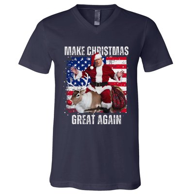 Make Christmas Great Again Trump Pajamas Ugly (16) V-Neck T-Shirt