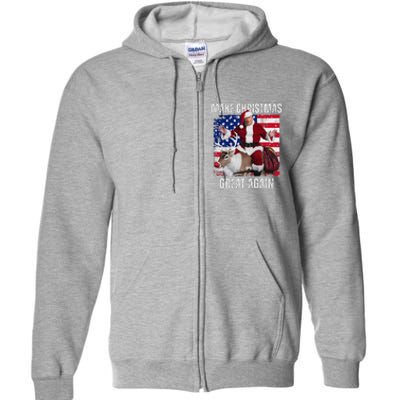 Make Christmas Great Again Trump Pajamas Ugly (16) Full Zip Hoodie