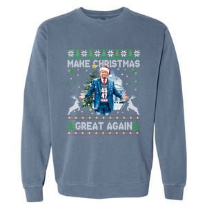 Make Christmas Great Again Ugly Funny Trump 47 Xmas Gift Garment-Dyed Sweatshirt