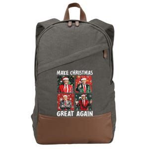 Make Christmas Great Again Funny Santa Trump 2024 Xmas Cotton Canvas Backpack