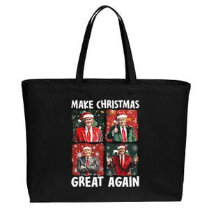 Make Christmas Great Again Funny Santa Trump 2024 Xmas Cotton Canvas Jumbo Tote