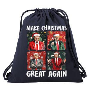 Make Christmas Great Again Funny Santa Trump 2024 Xmas Drawstring Bag