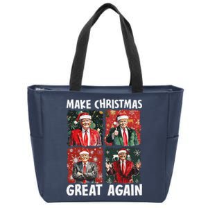 Make Christmas Great Again Funny Santa Trump 2024 Xmas Zip Tote Bag