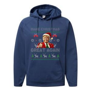 Make Christmas Great Again Ugly Sweaters Santa Trump Xmas Performance Fleece Hoodie