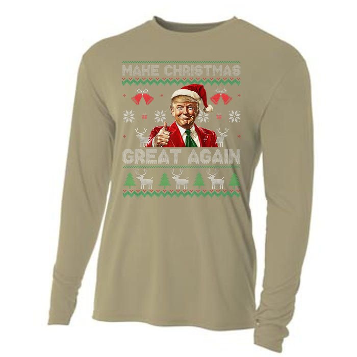 Make Christmas Great Again Ugly Sweaters Santa Trump Xmas Cooling Performance Long Sleeve Crew