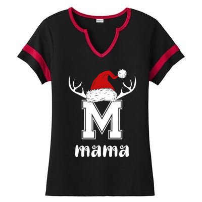 Mama Christmas Gift Mama Xmas Santa Matching Group Gift Ladies Halftime Notch Neck Tee