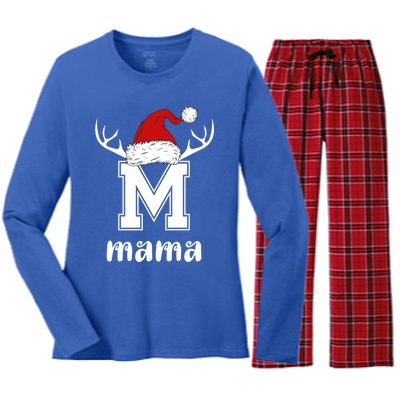 Mama Christmas Gift Mama Xmas Santa Matching Group Gift Women's Long Sleeve Flannel Pajama Set 