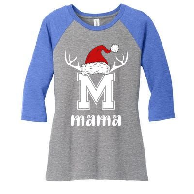 Mama Christmas Gift Mama Xmas Santa Matching Group Gift Women's Tri-Blend 3/4-Sleeve Raglan Shirt