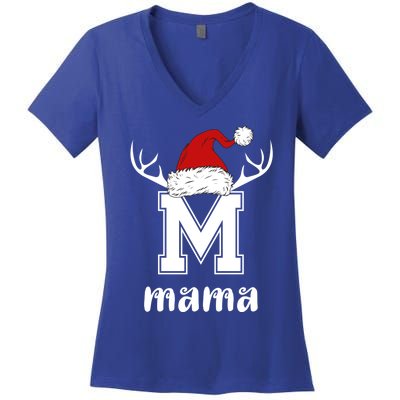 Mama Christmas Gift Mama Xmas Santa Matching Group Gift Women's V-Neck T-Shirt