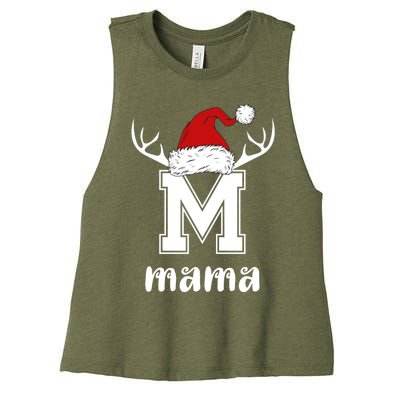 Mama Christmas Gift Mama Xmas Santa Matching Group Gift Women's Racerback Cropped Tank