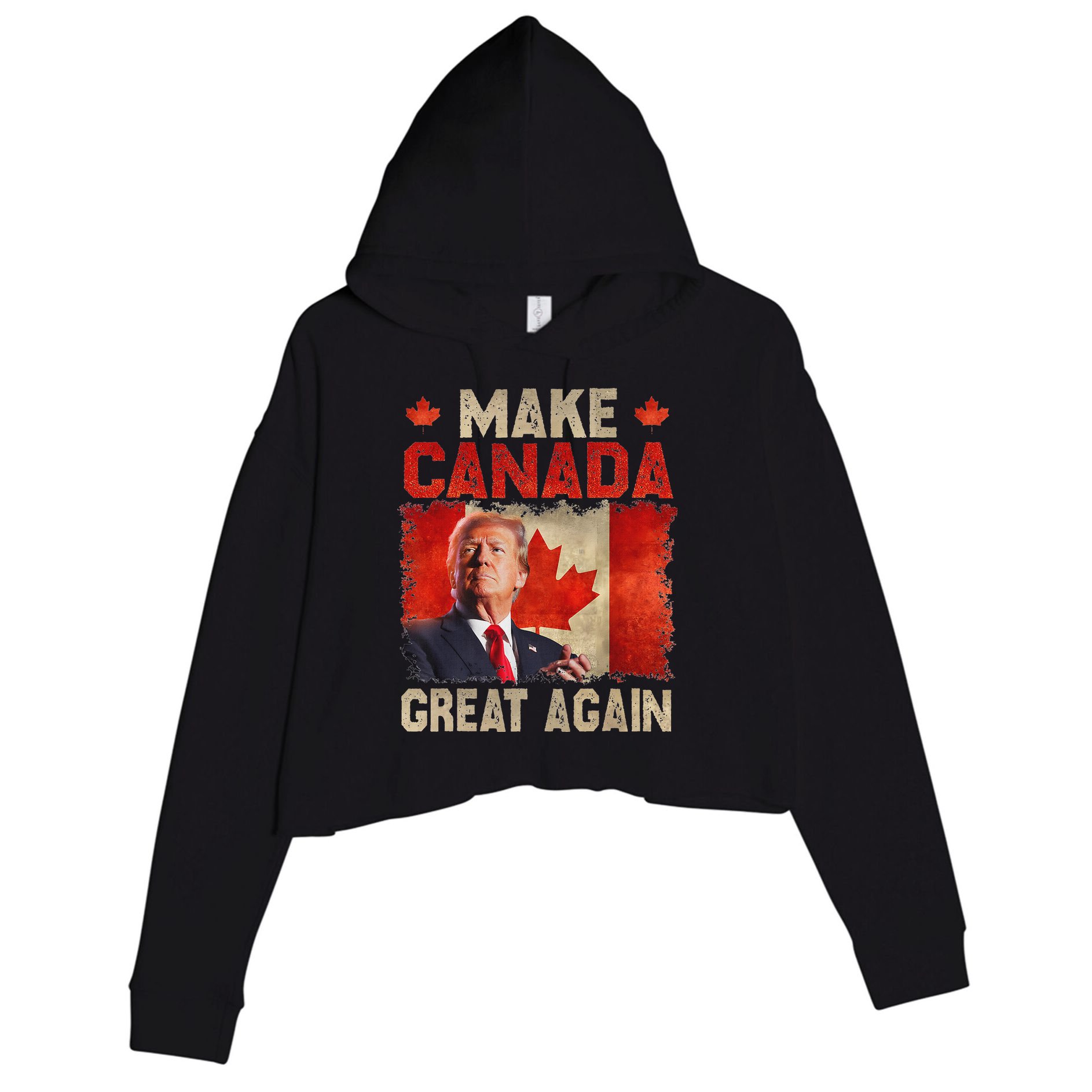 Make Canada Great Again Trump Crop Fleece Hoodie