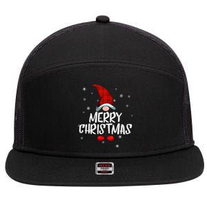 Merry Christmas Gnome Family Christmas Pajama Xmas Gnome 7 Panel Mesh Trucker Snapback Hat