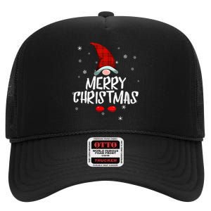 Merry Christmas Gnome Family Christmas Pajama Xmas Gnome High Crown Mesh Back Trucker Hat