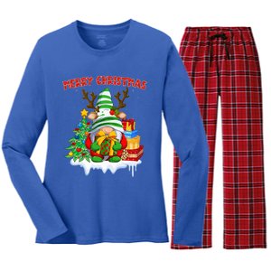 Merry Christmas Gnome Family Christmas Women's Long Sleeve Flannel Pajama Set 